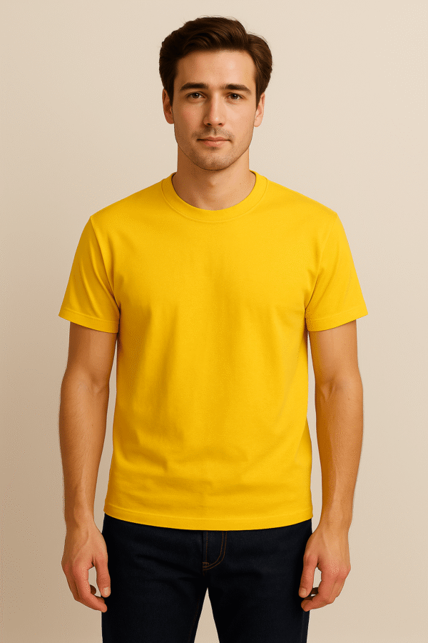 Men's Yellow Crew Neck T-Shirt – Soft Cotton Everyday Fit - Donji FashionDonji FashionDonji FashionMen's Yellow Crew Neck T-Shirt – Soft Cotton Everyday Fit