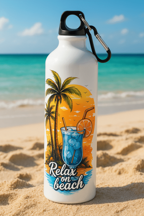 Tropical Escape Water Bottle – "Relax on Beach" Edition - Donji FashionDonji FashionDonji FashionTropical Escape Water Bottle – "Relax on Beach" Edition