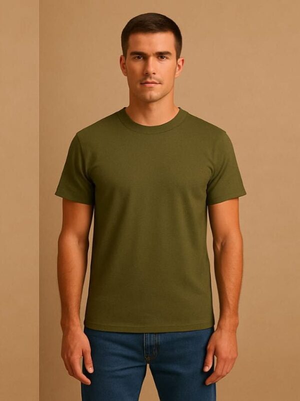 Men's Olive Green Crew Neck T-Shirt – Classic Fit, Soft Cotton Comfort - Donji FashionDonji FashionDonji FashionMen's Olive Green Crew Neck T-Shirt – Classic Fit, Soft Cotton Comfort